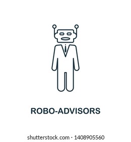 Robo-Advisors icon outline style. Thin line design from fintech icons collection. Pixel perfect robo-advisors icon for web design, apps, software, print usage.