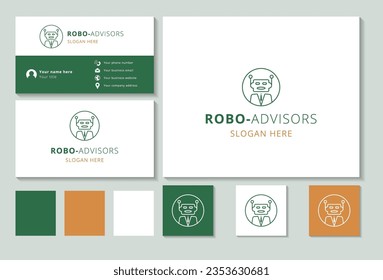 Robo-advisors logo design with editable slogan. Branding book and business card template.