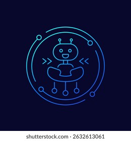 robocall icon with robot and phone, linear design