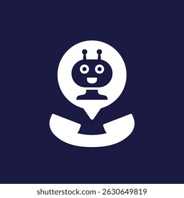 robocall icon with robot and phone, vector