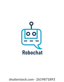 Robochat logo, robot logo design, robot logo with chat icon
