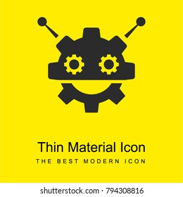 Robocog logo of a robot with cogwheel head shape bright yellow material minimal icon or logo design