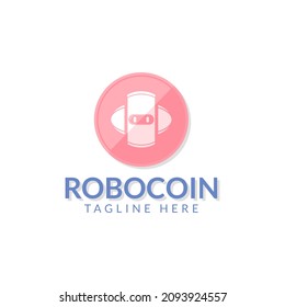 Robocoin illustration. Robot concept isolated vector.