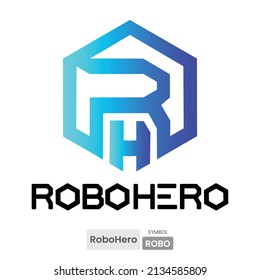 RoboHero (ROBO) crypto currency symbol logo template. Altcoin vector illustration template. Block chain based futuristic and decentralized virtual payment money concept.