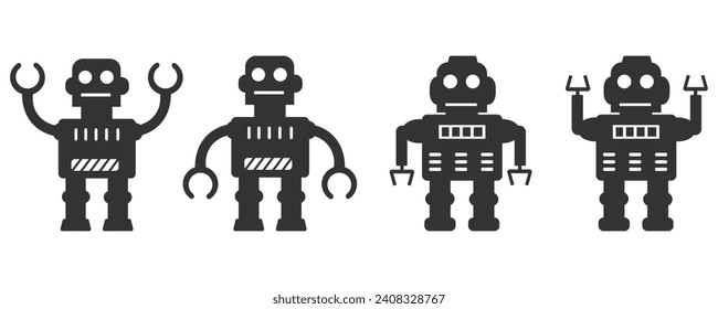 Icono de robot conjunto de símbolos de ilustración vectorial.