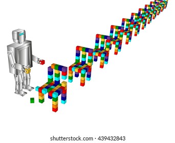 Robot 3d isolated builder furniture. Vector illustration on a white background.
