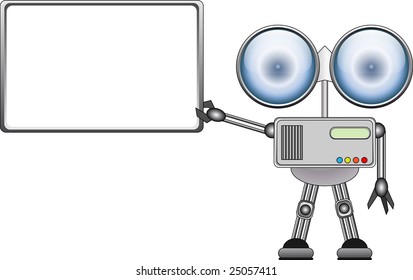 Robot with ad board. Vector