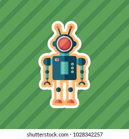 Robot administrator sticker flat icon with color background.