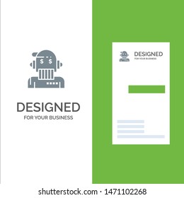 Robot Advisor, Adviser, Advisor, Algorithm, Analyst Grey Logo Design and Business Card Template. Vector Icon Template background