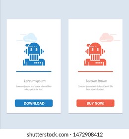 Robot Advisor, Adviser, Advisor, Algorithm, Analyst  Blue and Red Download and Buy Now web Widget Card Template
