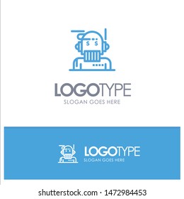 Robot Advisor, Adviser, Advisor, Algorithm, Analyst Blue outLine Logo with place for tagline
