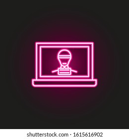 Robot advisor notebook chat neon style icon. Simple thin line, outline vector of robo icons for ui and ux, website or mobile application