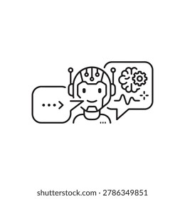 Robot with AI brain, artificial intelligence and technology icon, technology