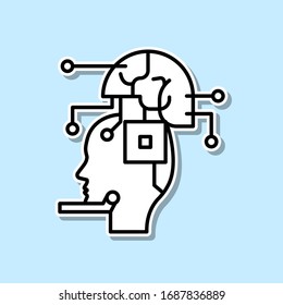 Robot, ai, brain sticker icon. Simple thin line, outline vector of Creative thinking icons for ui and ux, website or mobile application