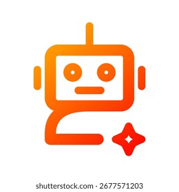 Icono de la IA del robot. máquina, bot, digital, inteligente, automatización, cibernético, inteligencia, humanoide. Ilustración de icono de Vector