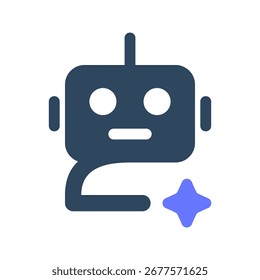 Icono de la IA del robot. máquina, bot, digital, inteligente, automatización, cibernético, inteligencia, humanoide. Ilustración de icono de Vector