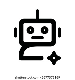 Icono de la IA del robot. máquina, bot, digital, inteligente, automatización, cibernético, inteligencia, humanoide. Ilustración de icono de Vector
