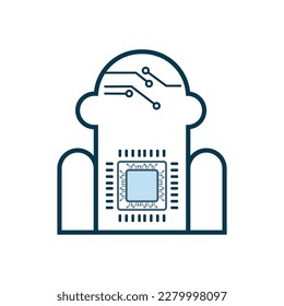 Robot AI icon, symbol, UI design on white background, a modern technology circuits of robot system icons, a vector AI symbol concept design for UI and artificial intelligence icon