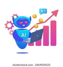 Robot AI sales improvement. Trading bot Stock trading concept Artificial intelligence Abstract background