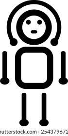 A robot ai is standing on a white background. The robot is wearing a helmet