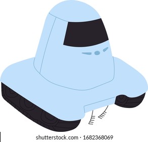 Robot at airport for clearance of bombs, vector illustration. Security in international, domestic airport. Scan and x-ray at airport to prevent a terrorist attack, incident. Flat style.