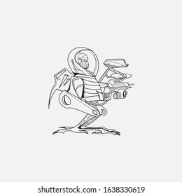 robot alien illustration fantasy war
