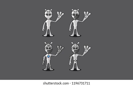 Robot Alien Logo Vector icon Character
