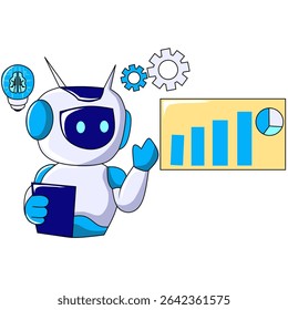 Robot Analyzing Data with Charts Illustration