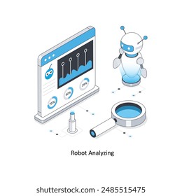  Roboter Analysiert isometrische Stock-Illustration. EPS-Datei - Bestandsimulation