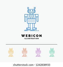 robot, Android, artificial, bot, technology 5 Color Line Web Icon Template isolated on white. Vector illustration