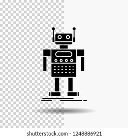 robot, Android, artificial, bot, technology Glyph Icon on Transparent Background. Black Icon