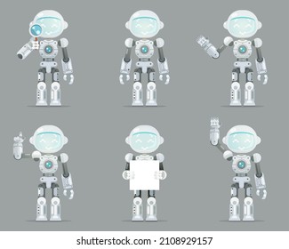 Robot android artificial intelligence futuristic interface design character vector illustration