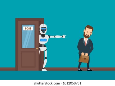 robot android dismiss a businessman