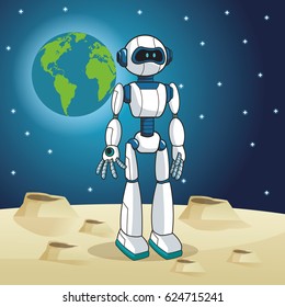 robot android earth space moon