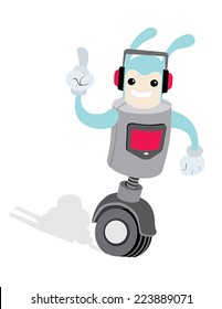 robot android monster wheel isolated vector illustration