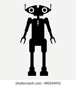 robot android vintage, flat design style