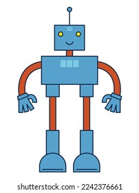 Robot with antenna. Character in lineal flat style.