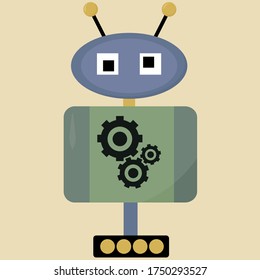 Robot with antennas , illustration, vector on white background