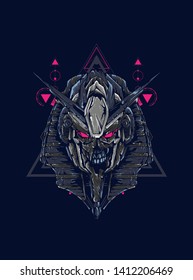 Robot Anubis with sacred geometry pattern