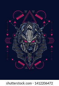 Robot Anubis with sacred geometry pattern