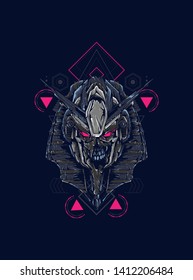 Robot Anubis with sacred geometry pattern