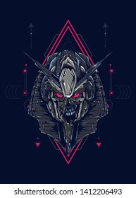 Robot Anubis with sacred geometry pattern