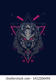 Robot Anubis with sacred geometry pattern