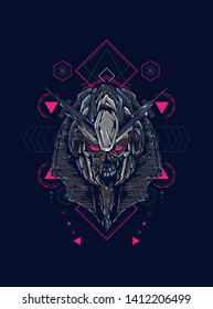 Robot Anubis with sacred geometry pattern