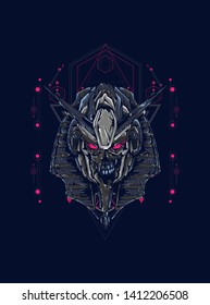 Robot Anubis with sacred geometry pattern