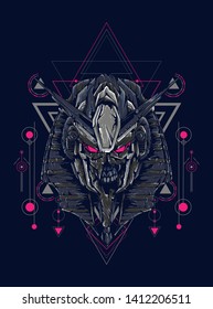 Robot Anubis with sacred geometry pattern