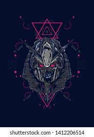 Robot Anubis with sacred geometry pattern
