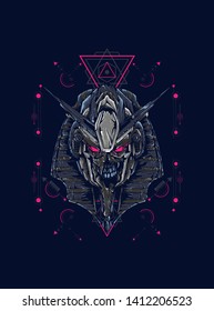Robot Anubis with sacred geometry pattern