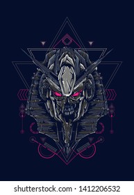 Robot Anubis with sacred geometry pattern