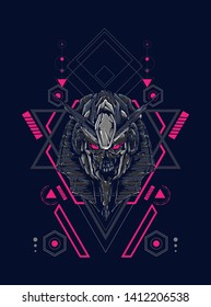 Robot Anubis with sacred geometry pattern